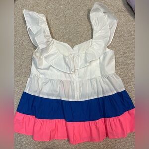 Lilly Pulitzer Emie Color Block Ruffle Top - NWT